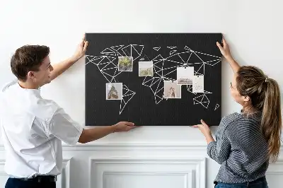 Modern World Map Printed Cork Board
