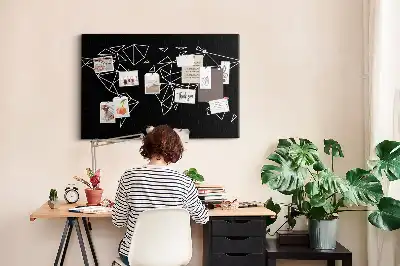 Modern World Map Printed Cork Board