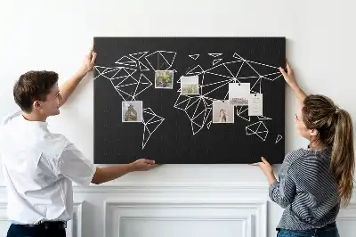 Printed Cork Board Modern world map
