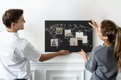 Modern World Map Printed Cork Board