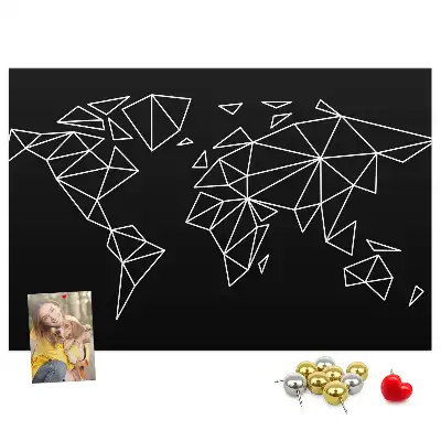 Printed Cork Board Modern world map