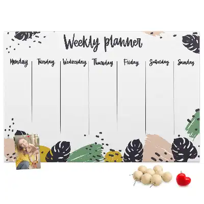 Cork memo board Tropical weekly planner