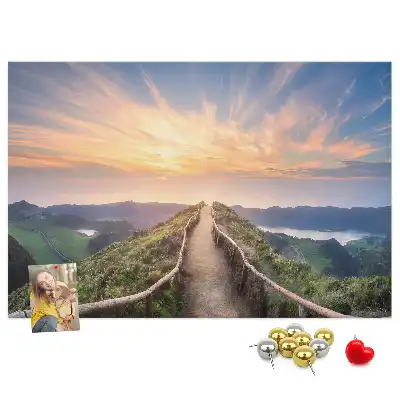 Mountain landscape printed cork board