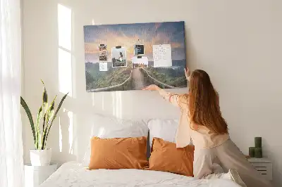 Mountain landscape printed cork board