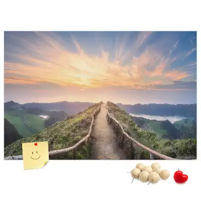 Mountain landscape printed cork board