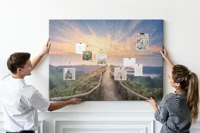 Mountain landscape printed cork board