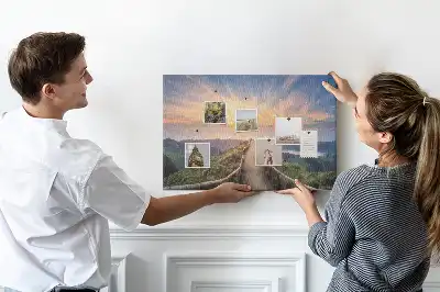 Mountain landscape printed cork board