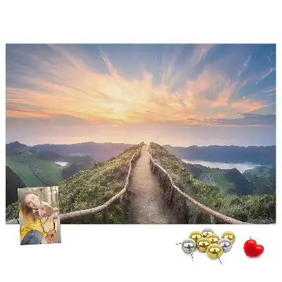 Mountain landscape printed cork board
