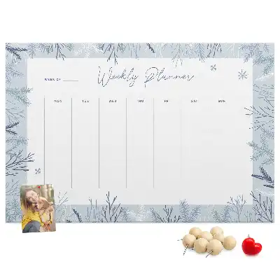 Printed Cork Memo Board Winter weekly planner