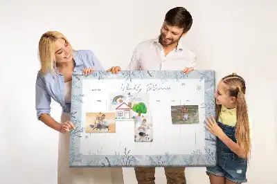 Printed Cork Memo Board Winter weekly planner