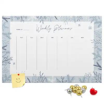 Printed Cork Memo Board Winter weekly planner