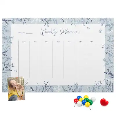 Printed Cork Memo Board Winter weekly planner