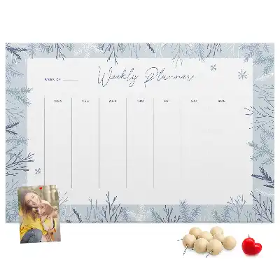 Printed Cork Memo Board Winter weekly planner