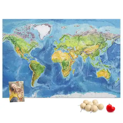 Printed Cork Board World map
