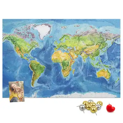 Printed Cork Board World map