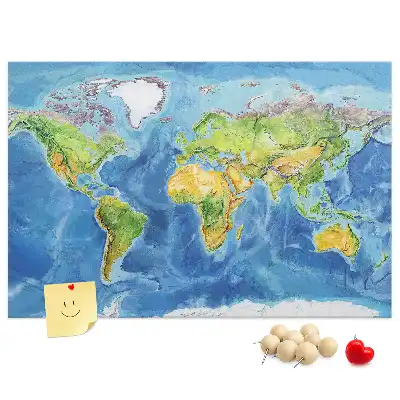 Printed Cork Board World map