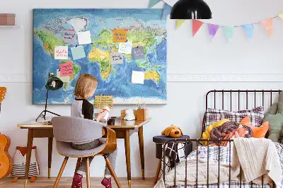 Printed Cork Board World map