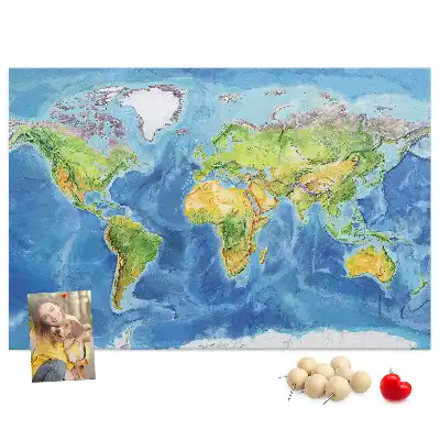 Printed Cork Board World map