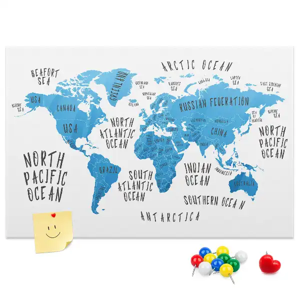 Blue Earth Map Printed Cork Memo Board