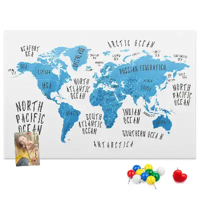 Blue Earth Map Printed Cork Memo Board