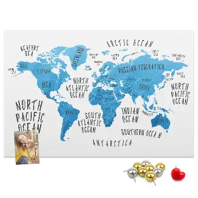 Blue Earth Map Printed Cork Memo Board