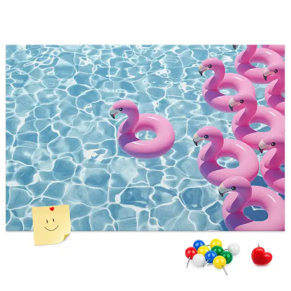 Dandelion and flamingo print cork memo board