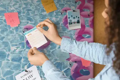 Dandelion and flamingo print cork memo board