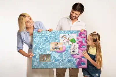 Dandelion and flamingo print cork memo board