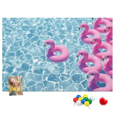 Dandelion and flamingo print cork memo board