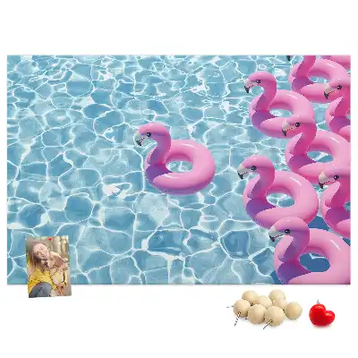 Dandelion and flamingo print cork memo board