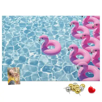 Dandelion and flamingo print cork memo board