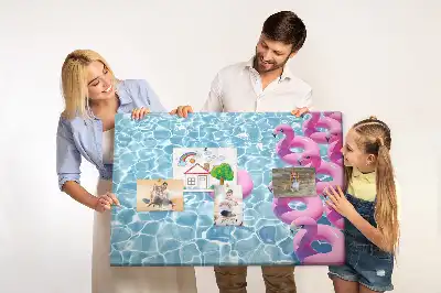 Dandelion and flamingo print cork memo board