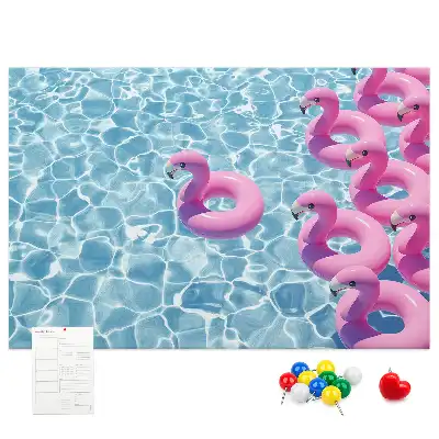 Dandelion and flamingo print cork memo board