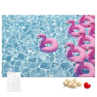 Dandelion and flamingo print cork memo board
