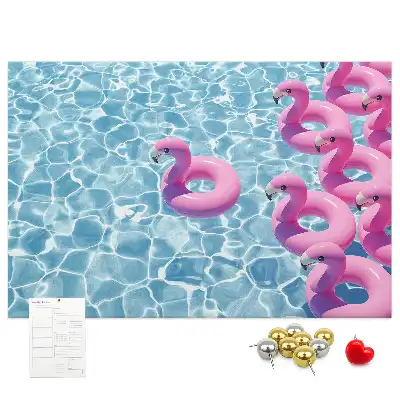 Dandelion and flamingo print cork memo board