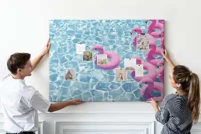 Dandelion and flamingo print cork memo board
