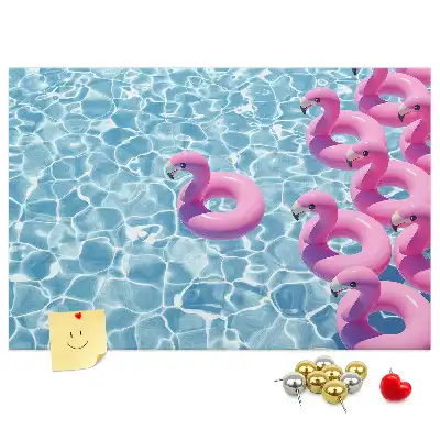 Dandelion and flamingo print cork memo board