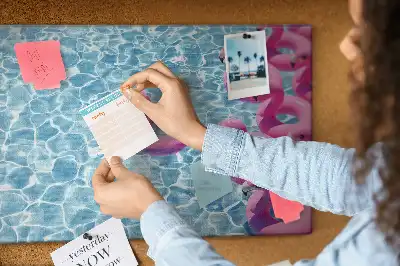 Dandelion and flamingo print cork memo board