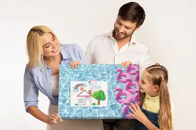 Dandelion and flamingo print cork memo board