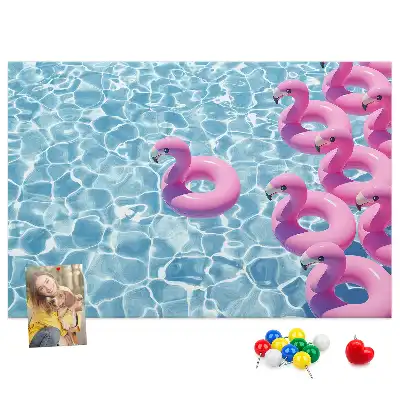 Dandelion and flamingo print cork memo board