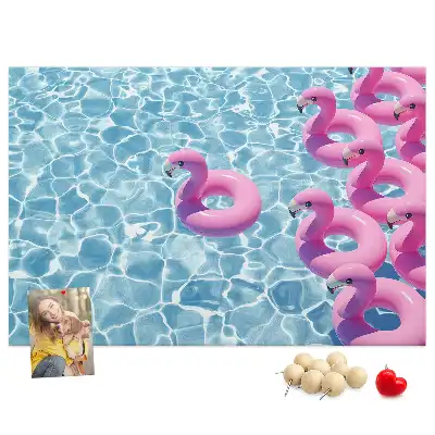 Dandelion and flamingo print cork memo board