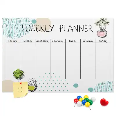 Cactus Weekly Planner Printed Cork Board