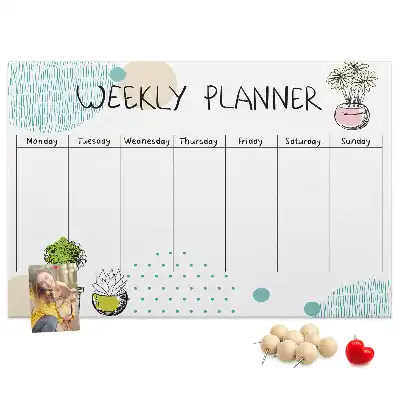 Printed Cork Board Cactus weekly planner