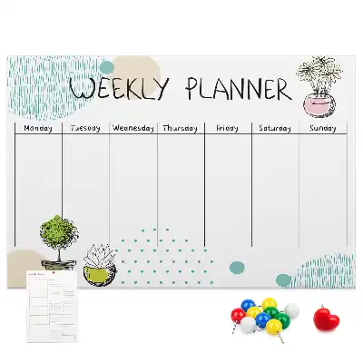 Printed Cork Board Cactus weekly planner