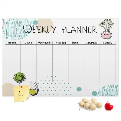 Printed Cork Board Cactus weekly planner