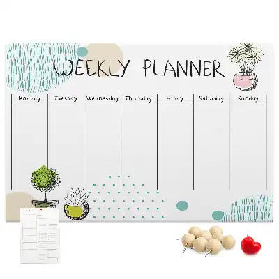 Printed Cork Board Cactus weekly planner