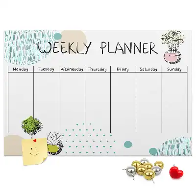 Cactus Weekly Planner Printed Cork Board