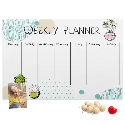 Cactus Weekly Planner Printed Cork Board