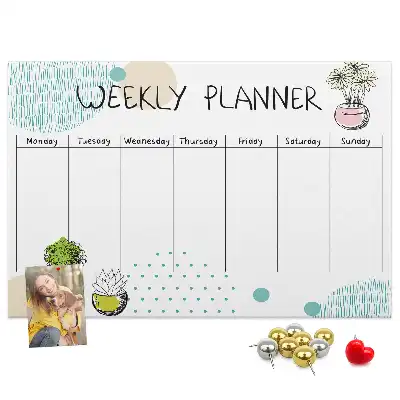 Printed Cork Board Cactus weekly planner