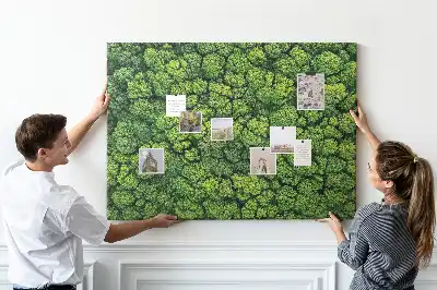 Forest from a bird's eye view printed cork memo board